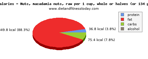 vitamin b6, calories and nutritional content in macadamia nuts